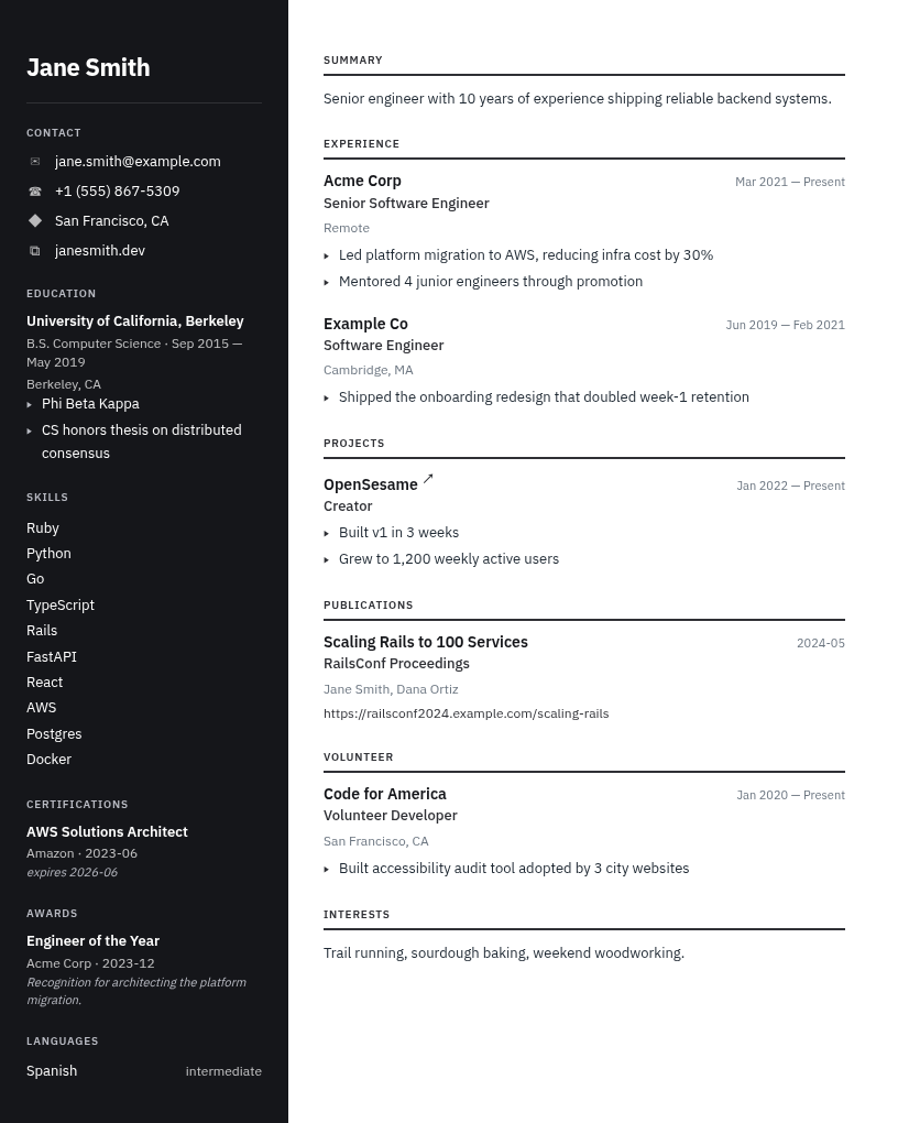 Column template preview