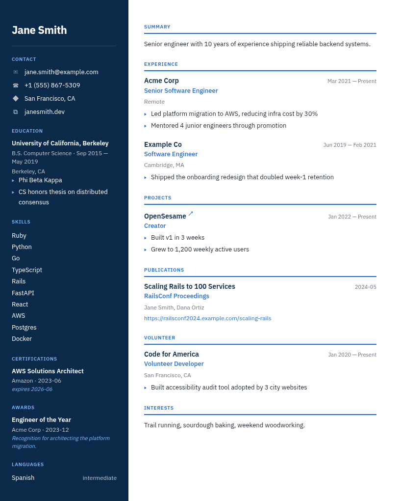 Column template preview