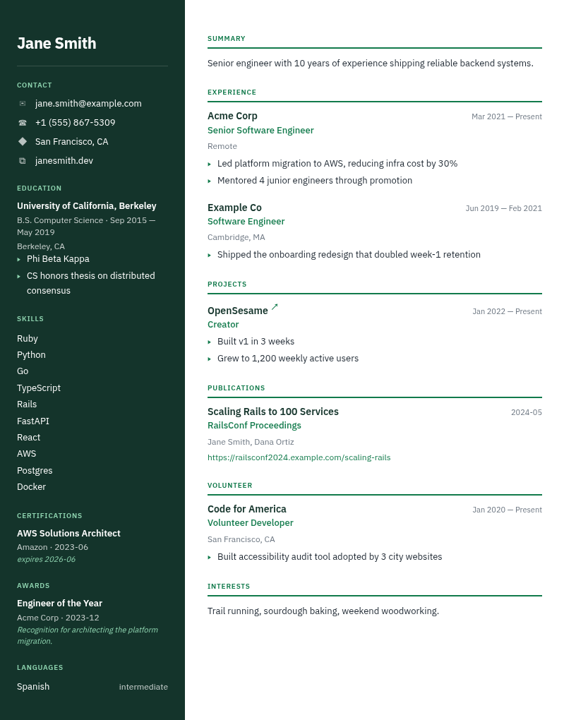 Column template preview