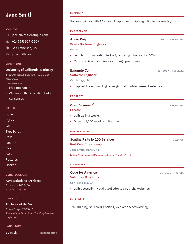 Column template preview